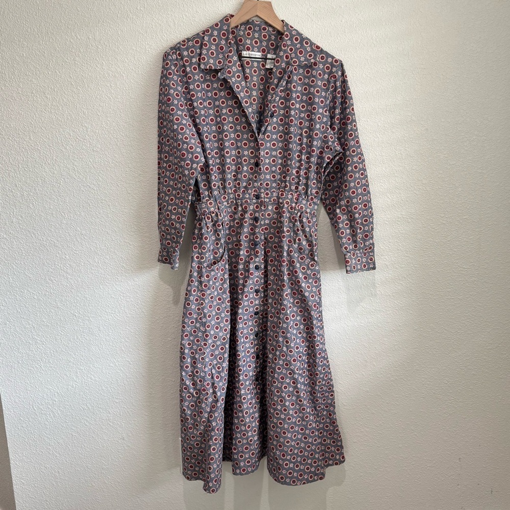 VTG 80s 90s LIZ CLAIBORNE Midi Cottagecore Prairie Country Dress Modest Size 10
